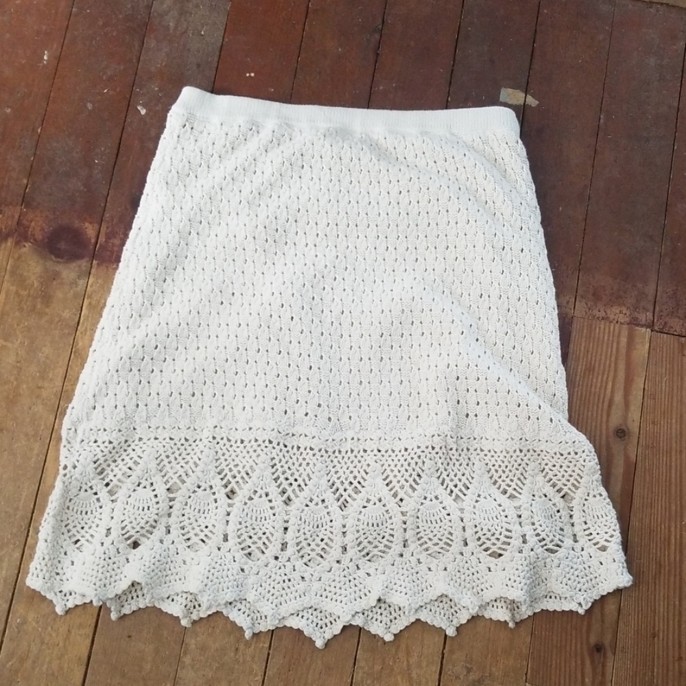 Athleta Cream Crochet Knit A-Line Skirt - Picture 3 of 6